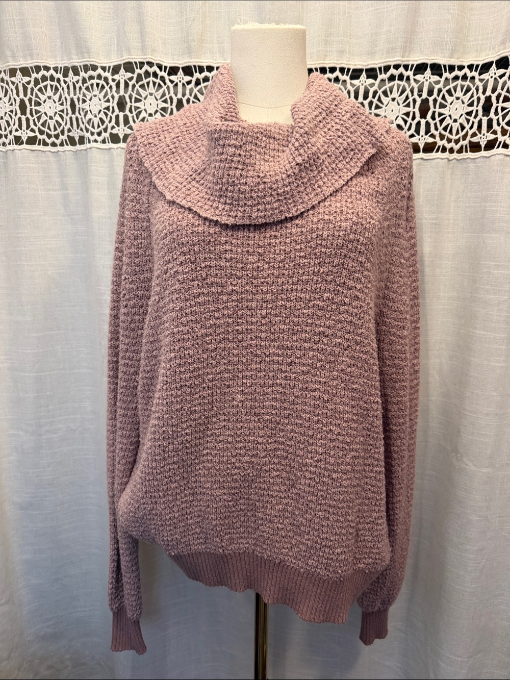 Free People Dusty Rose Cowl Neck Sweater